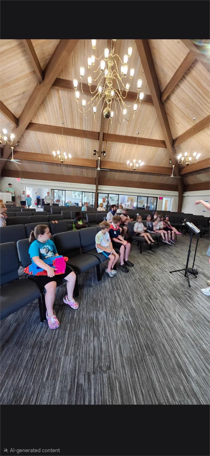 Children sitting with handmade shields during The Armor of God VBS
